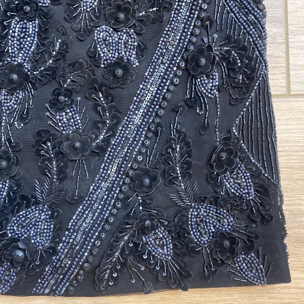 Sally LaPointe Black Beaded Embellished Formal Tank Crop Top Whimsigoth Couture - Picture 6 of 16